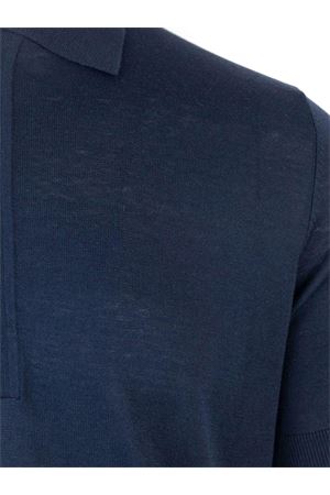 Blue silk and cotton knit polo shirt PAOLO PECORA | A006F2006685